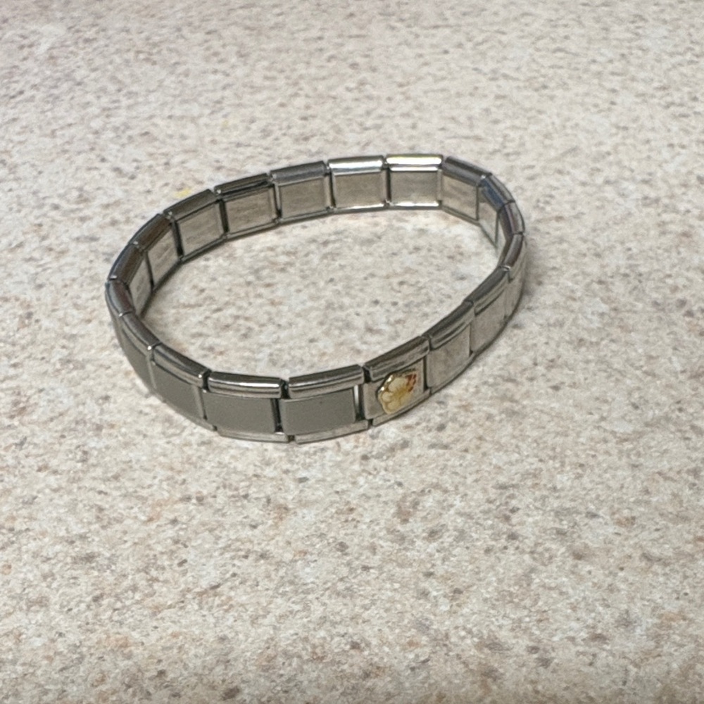 Italian Stainless Stretch Bracelet with 2 charms